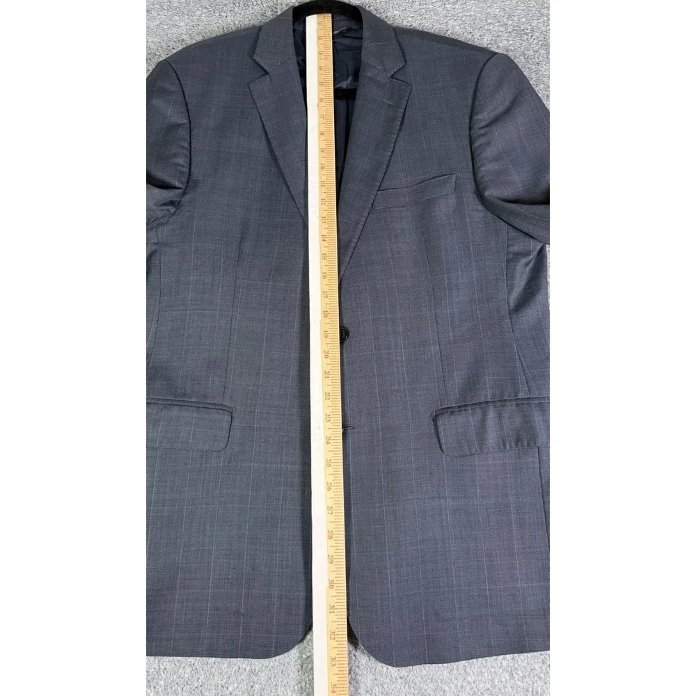 Ermenegildo Zegna Traveller Saks 100% Wool Blazer Blue Windowpane 42R Italy Made